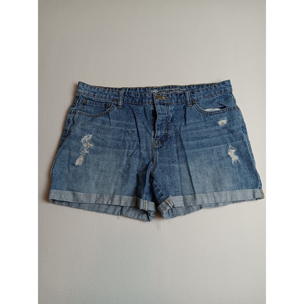 Gap Sexy Boyfriend Denim Shorts Womens Size 12 Distressed Cuffed Medium Wash